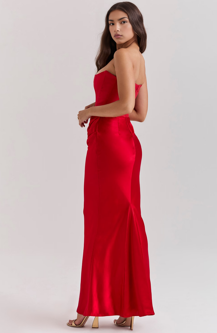 Women's Strapless Lace Wedding Maxi Dress