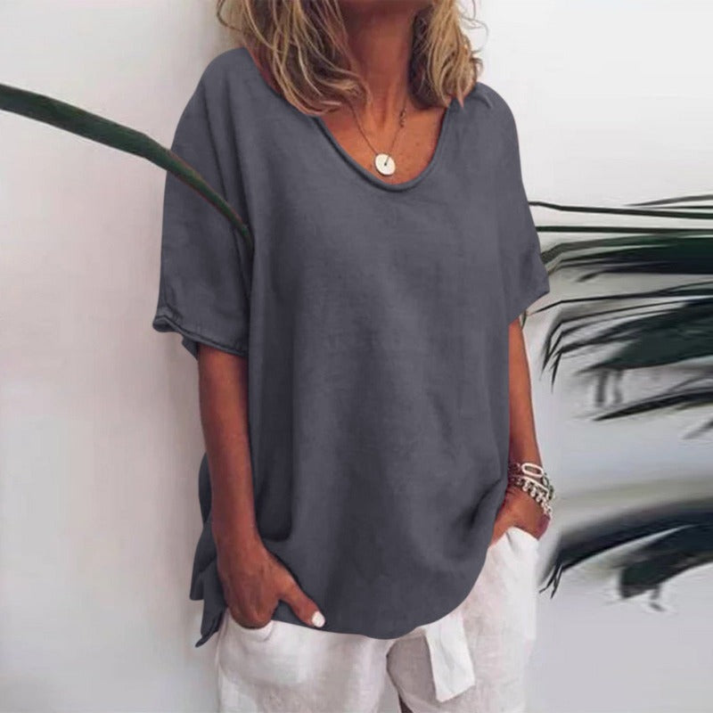 Classic blouse with a relaxed fit for women | Short -arm 1