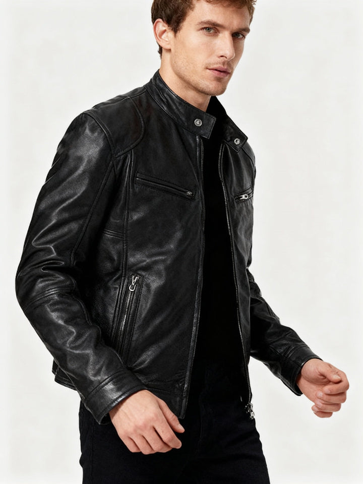 Casual Zip Up Jacket with Stand Collar and Adjustable Cuffs for Men