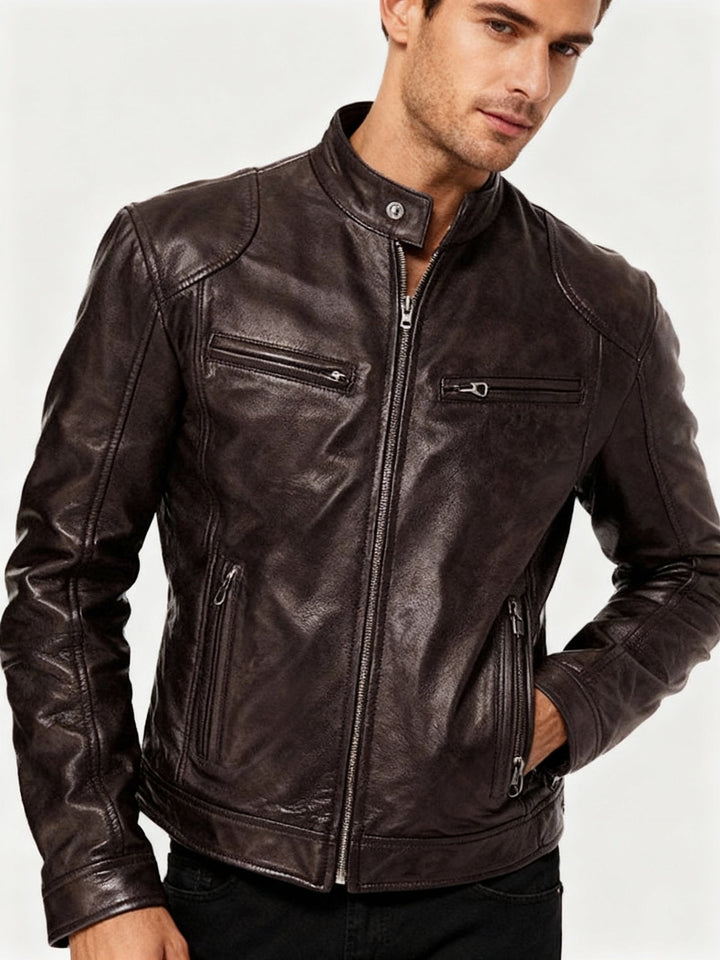 Casual Zip Up Jacket with Stand Collar and Adjustable Cuffs for Men