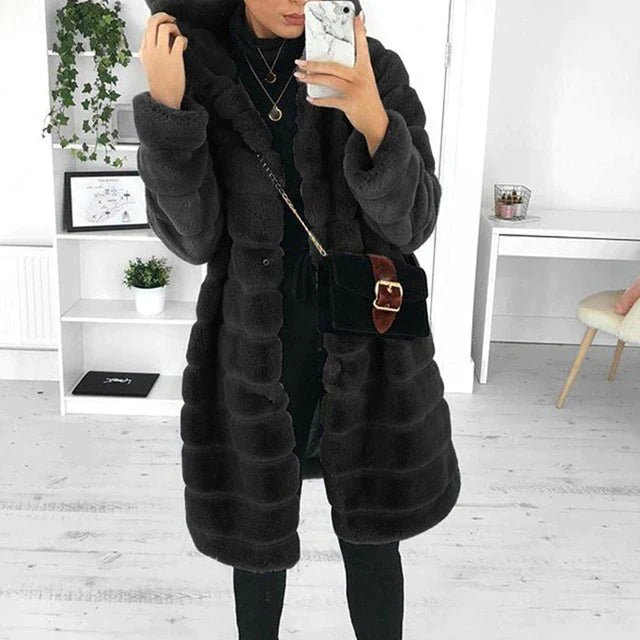 Textured Winter Coat with Relaxed Silhouette for Women
