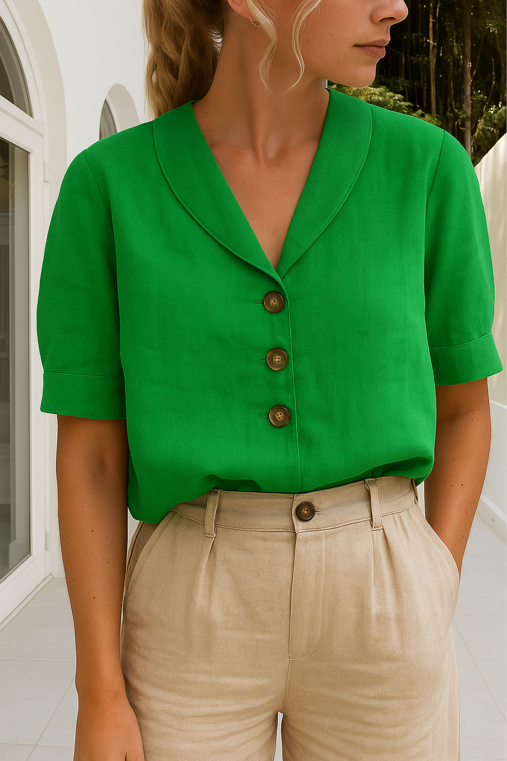 Femke | Trendy cotton and linen ladies t-shirt 1