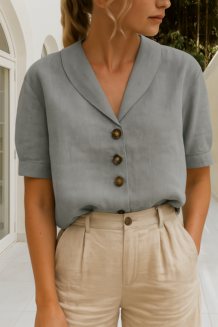 Femke | Trendy cotton and linen ladies t-shirt 2