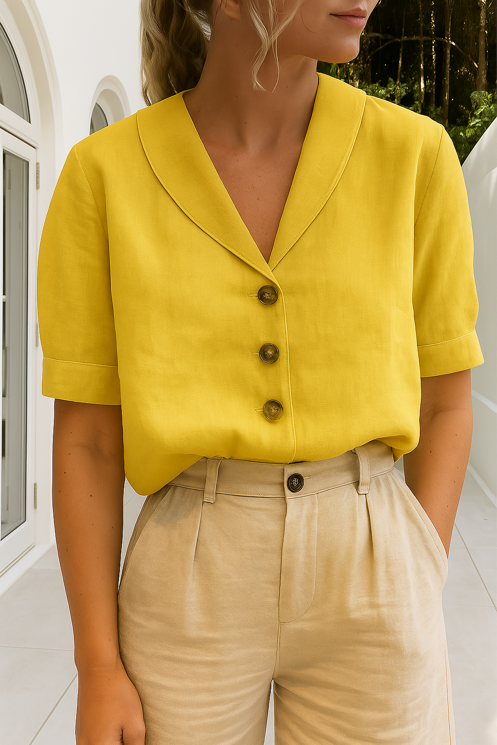 Femke | Trendy cotton and linen ladies t-shirt 3