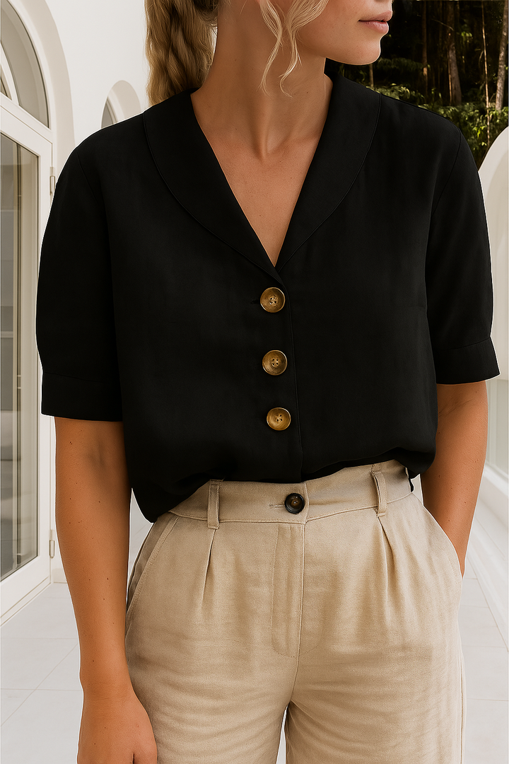 Femke | Trendy cotton and linen ladies t-shirt 4