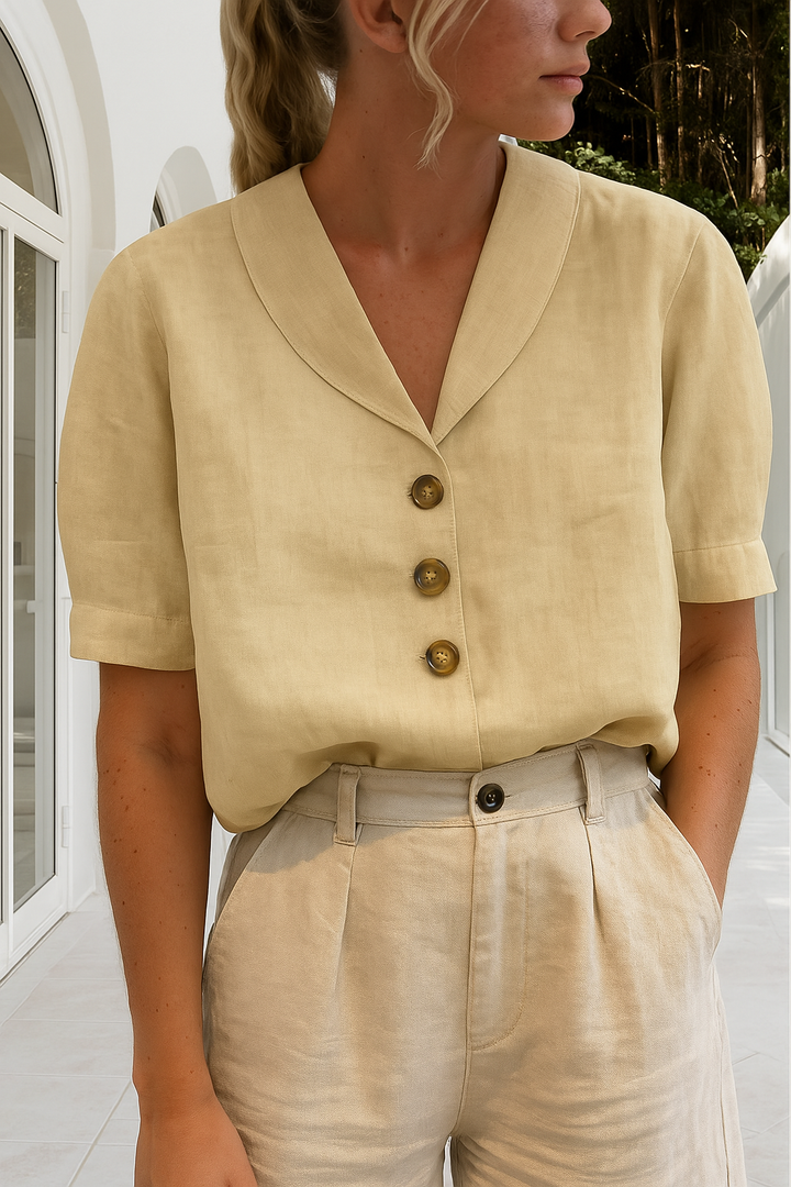 Femke | Trendy cotton and linen ladies t-shirt 5
