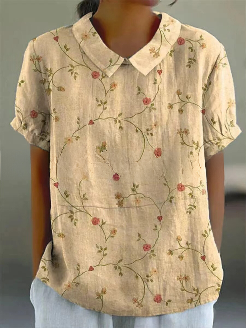 Women's vintage flower pattern blouse | Casual 3