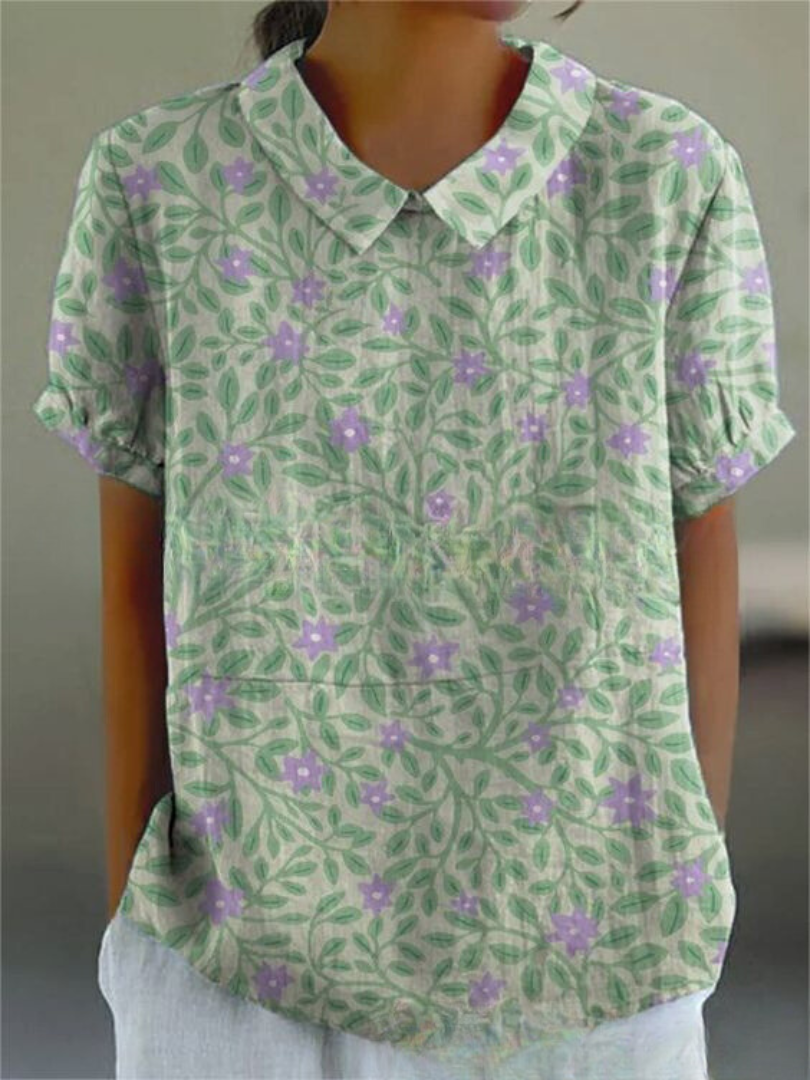 Women's vintage flower pattern blouse | Casual 4