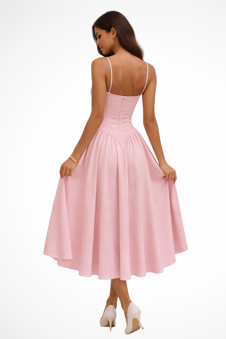 Evie | Wedding Guest Midi Dress Corset Bodice A Line