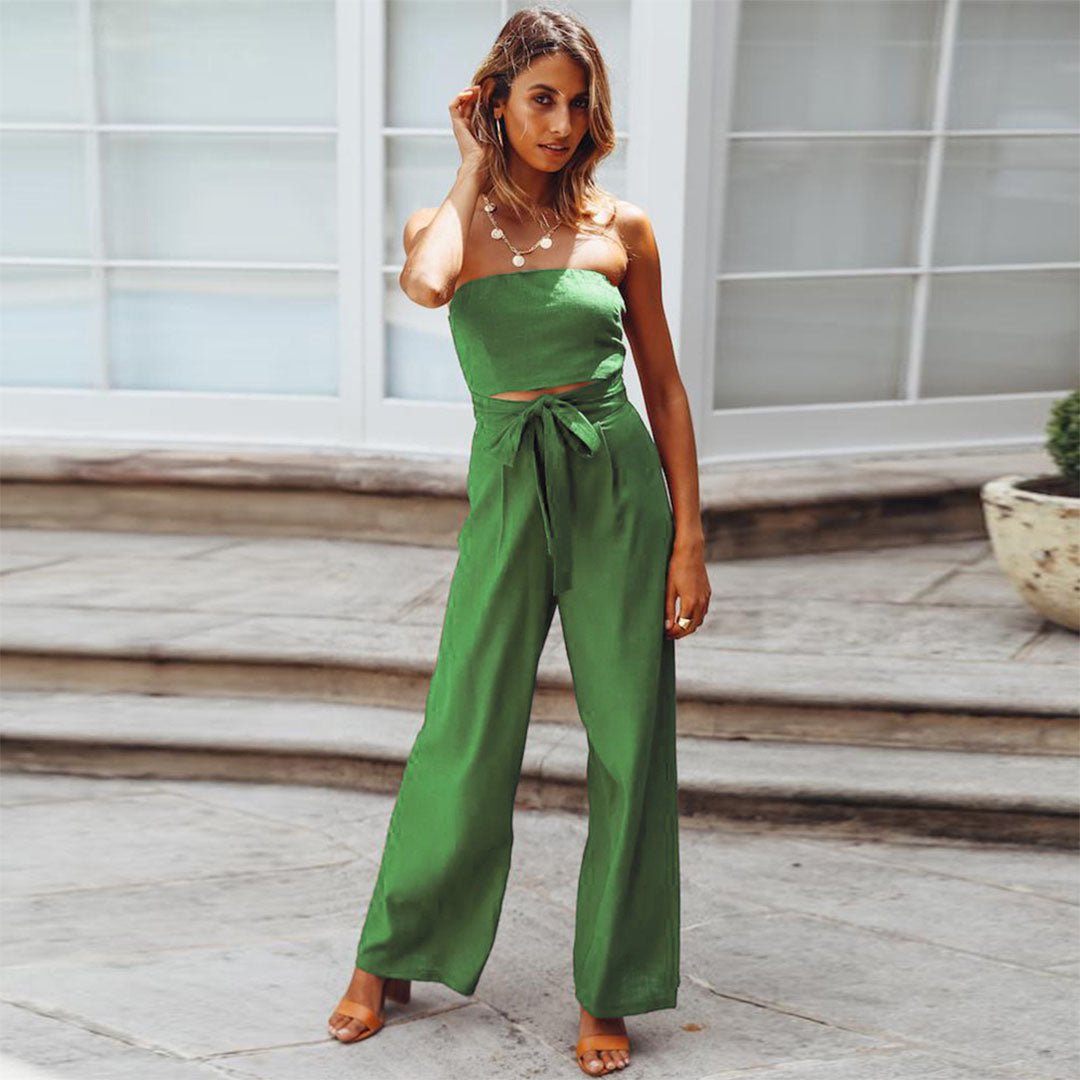 Women's Strapless Wide Leg Jumpsuit