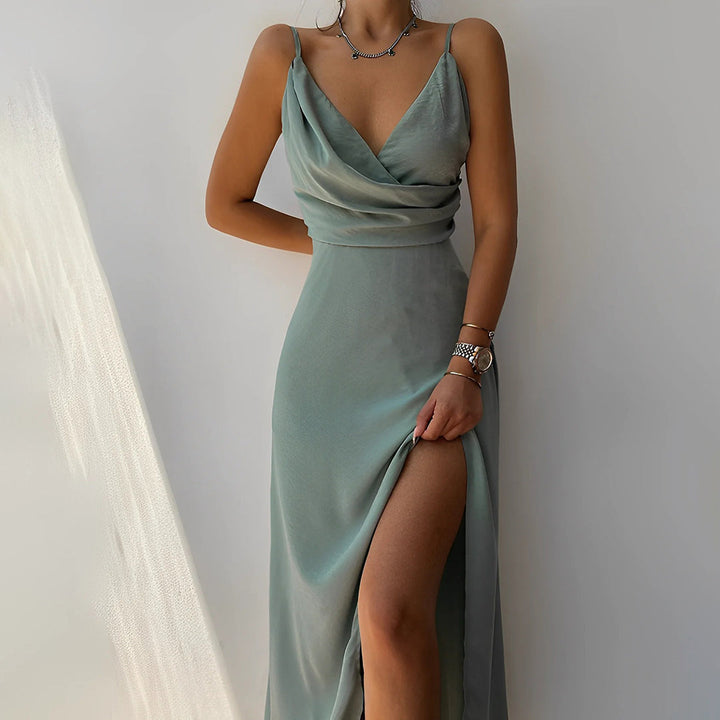 Women's Evening Cross-Neck Maxi Dress