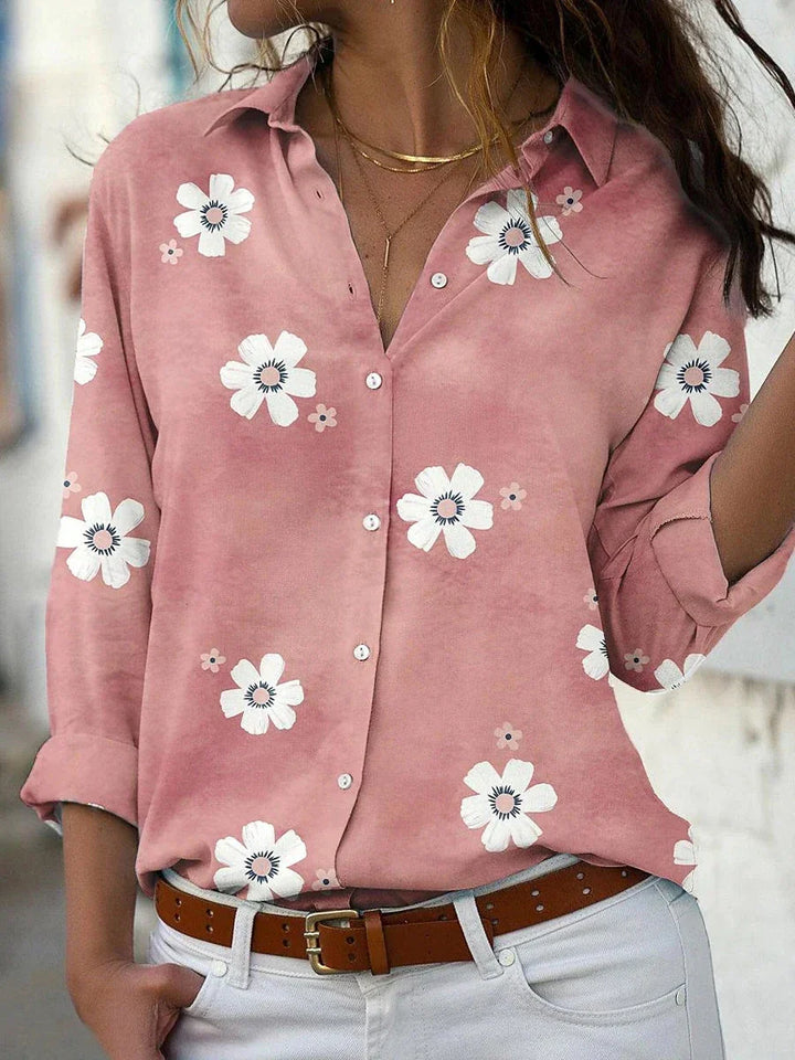 Women's Floral Print Button Front Blouse
