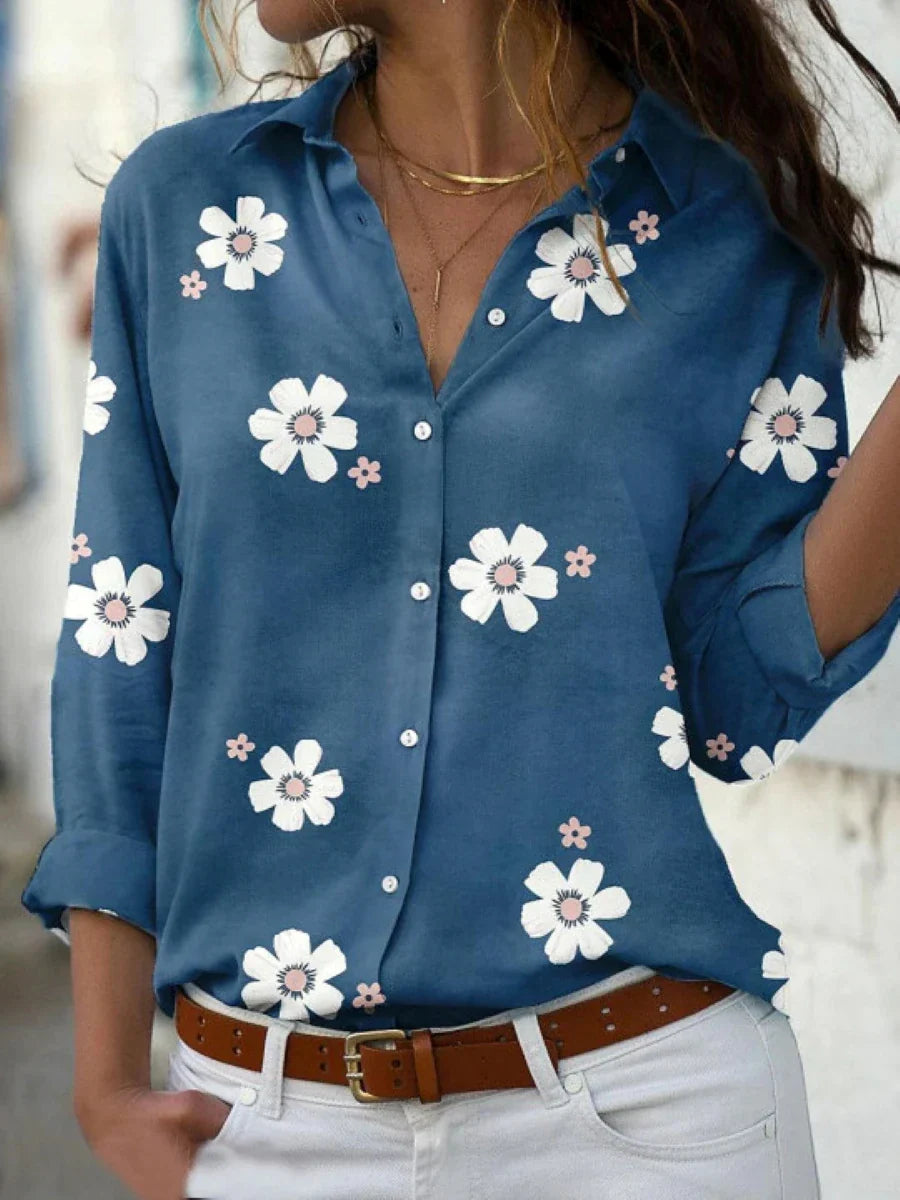 Women's Floral Print Button Front Blouse