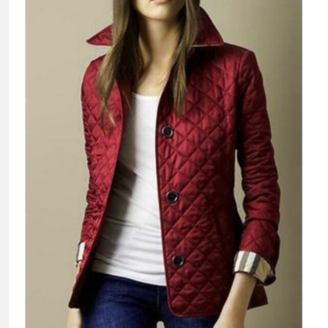 Diamond Quilted Casual Jacket with Button Front for Women