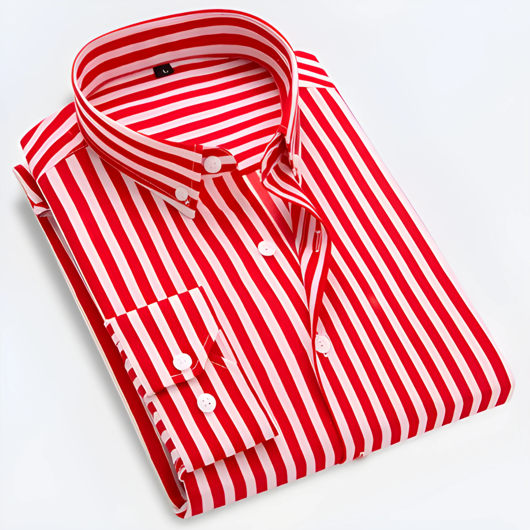 Men’s Striped Long Sleeve Shirt with Collar | Button Down
