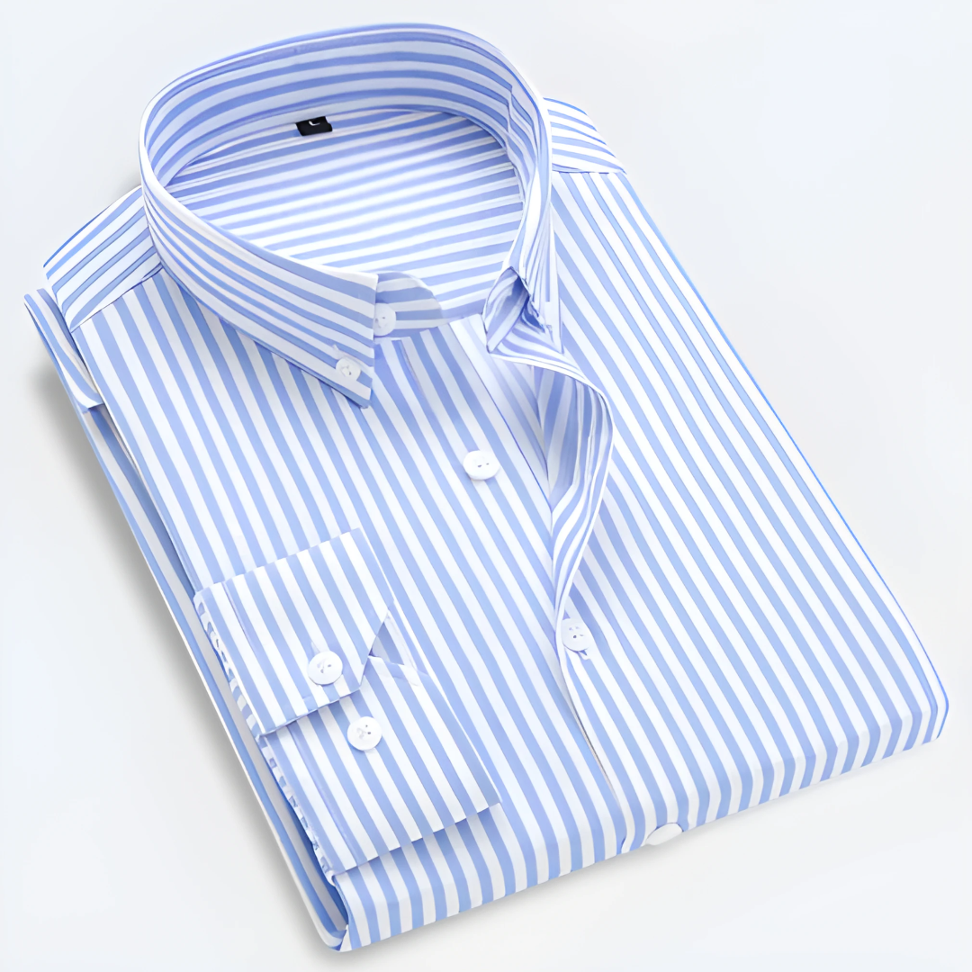 Men’s Striped Long Sleeve Shirt with Collar | Button Down