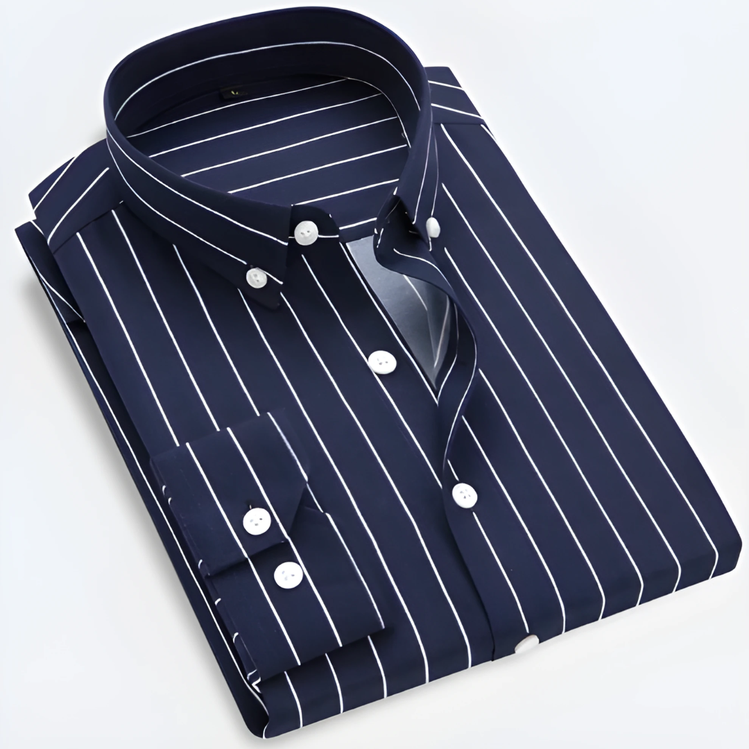 Men’s Striped Long Sleeve Shirt with Collar | Button Down