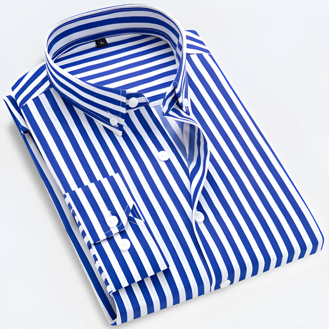 Men’s Striped Long Sleeve Shirt with Collar | Button Down