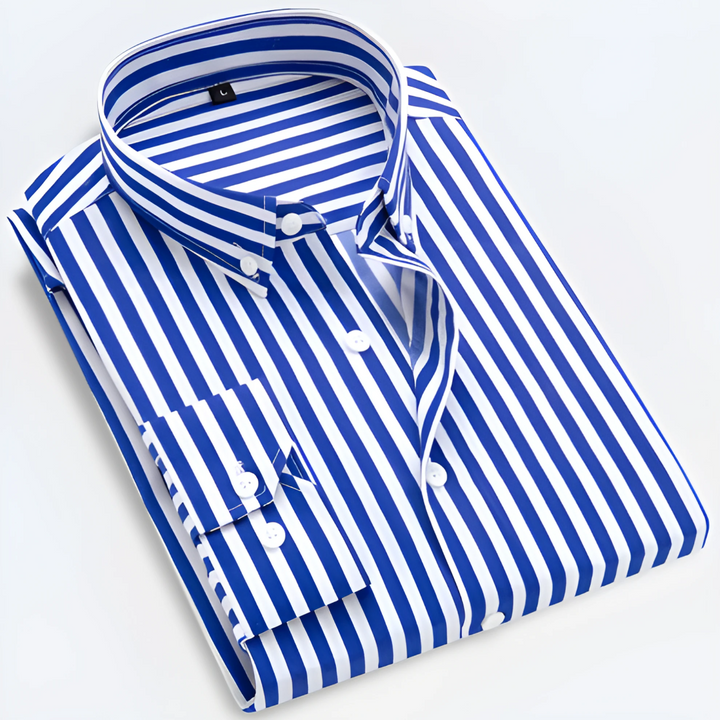 Men’s Striped Long Sleeve Shirt with Collar | Button Down