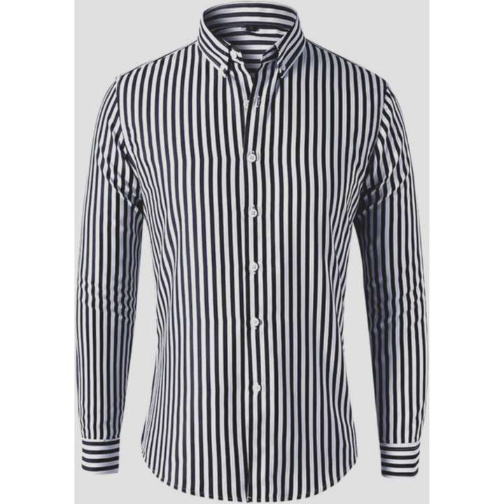 Men’s Striped Long Sleeve Shirt with Collar | Button Down