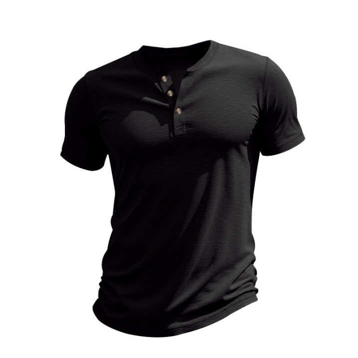 Men’s Button Neck T-Shirt | Casual