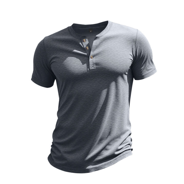 Men’s Button Neck T-Shirt | Casual