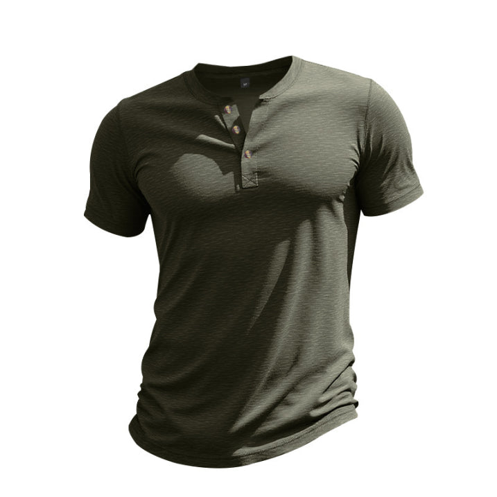 Men’s Button Neck T-Shirt | Casual