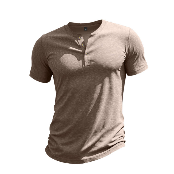 Men’s Button Neck T-Shirt | Casual