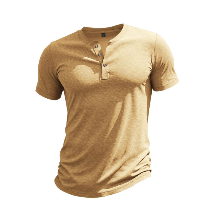 Men’s Button Neck T-Shirt | Casual