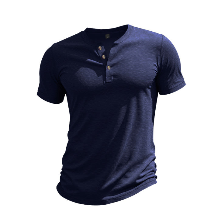 Men’s Button Neck T-Shirt | Casual