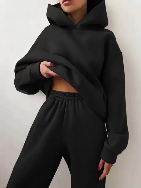 Hood sweater and jogging pants set for women 13