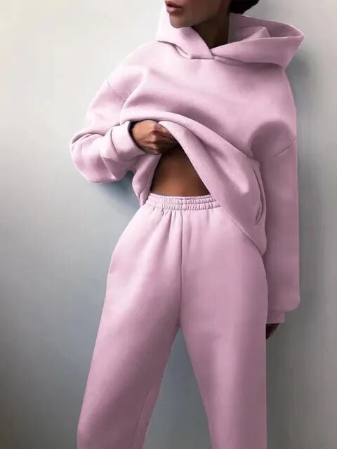 Hood sweater and jogging pants set for women 14