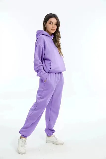 Hood sweater and jogging pants set for women 3