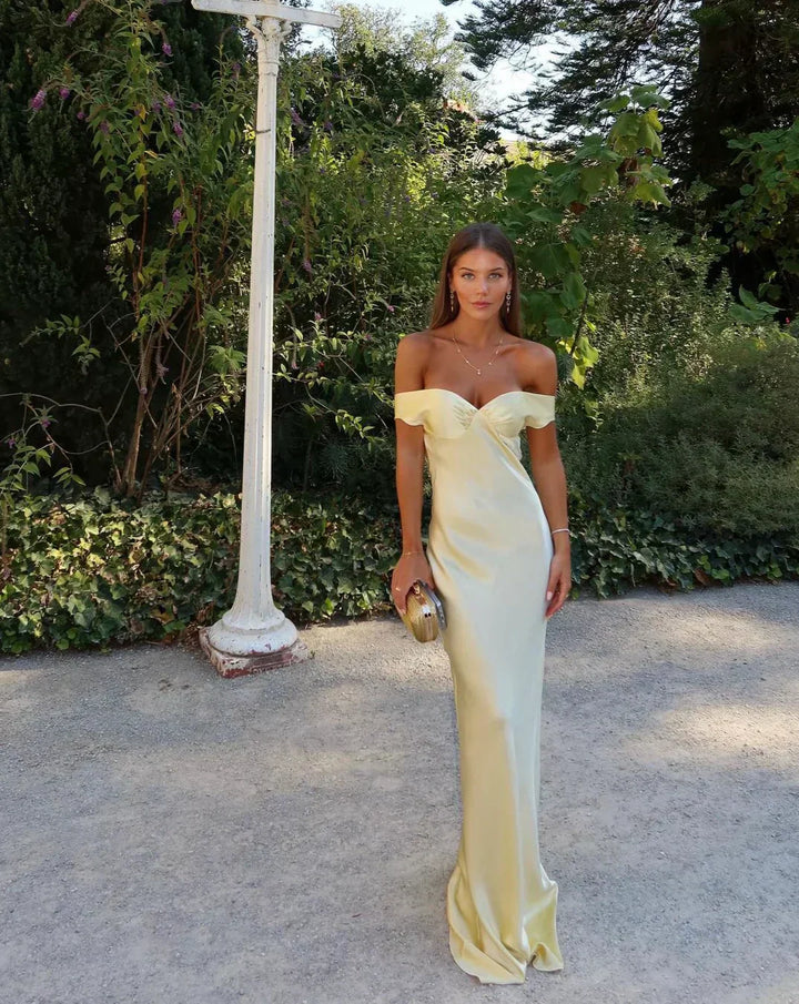 Women's Off-Shoulder Lace Wedding Maxi Dress