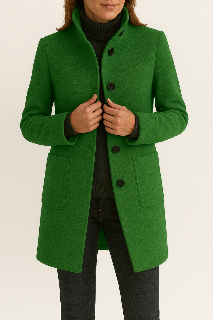 Jackets - elegant polyester coat for women with stylish collar 1