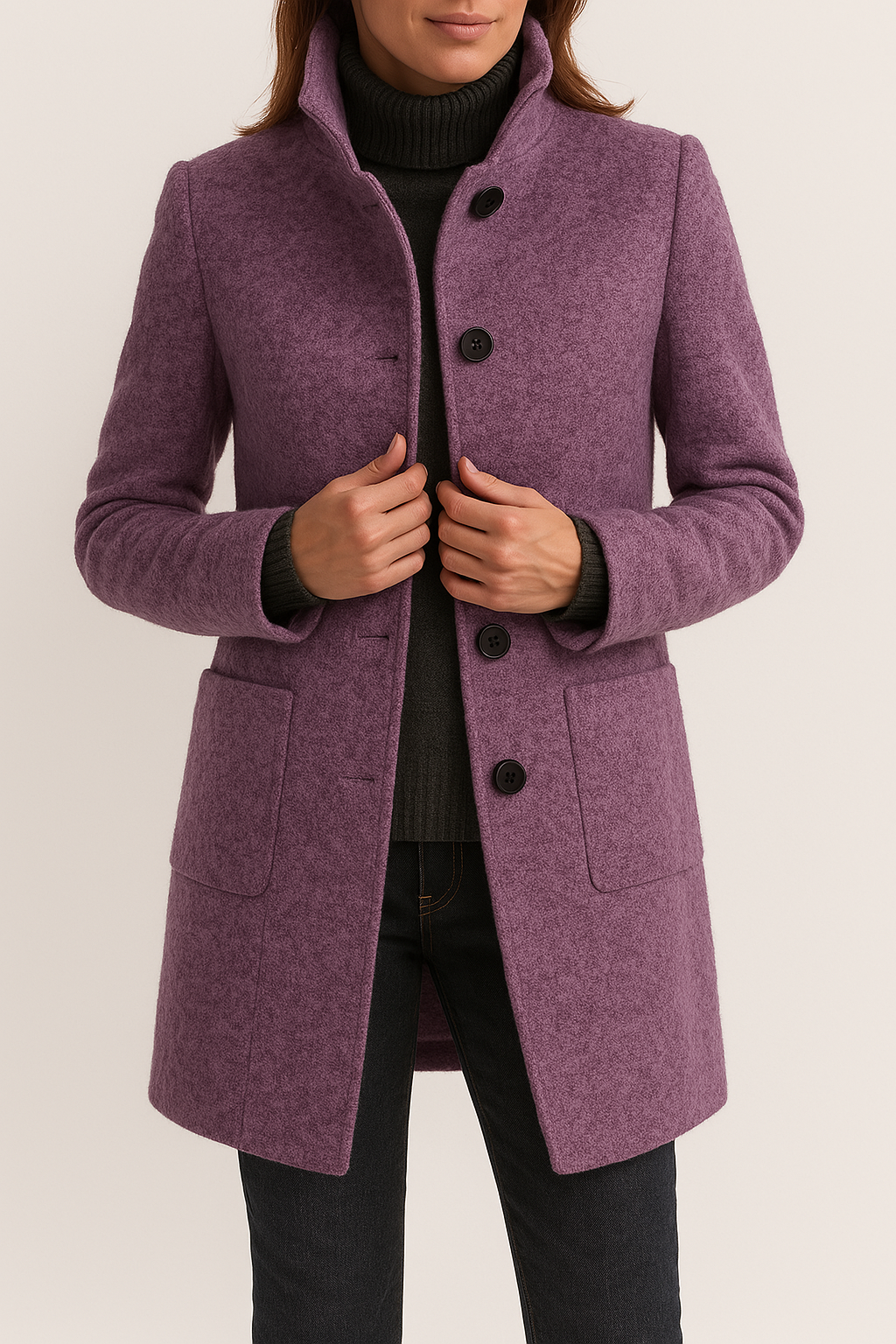 Jackets - elegant polyester coat for women with stylish collar 3