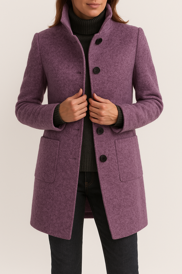Jackets - elegant polyester coat for women with stylish collar 3
