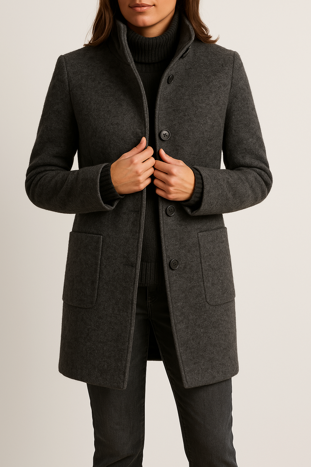 Jackets - elegant polyester coat for women with stylish collar 4