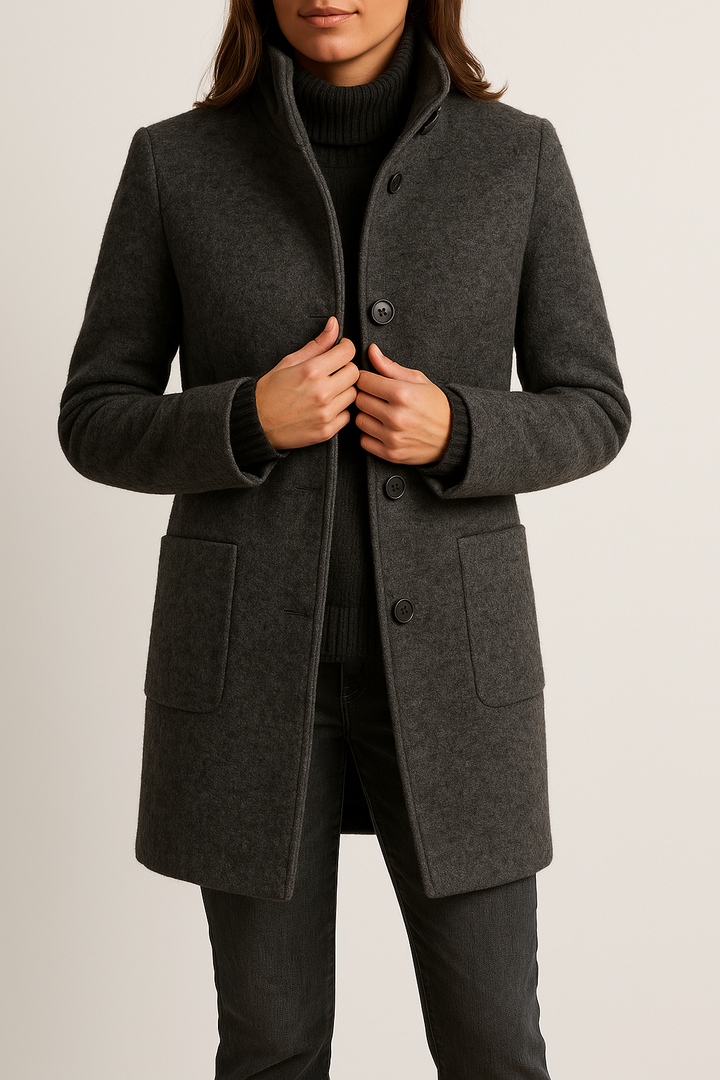 Jackets - elegant polyester coat for women with stylish collar 4