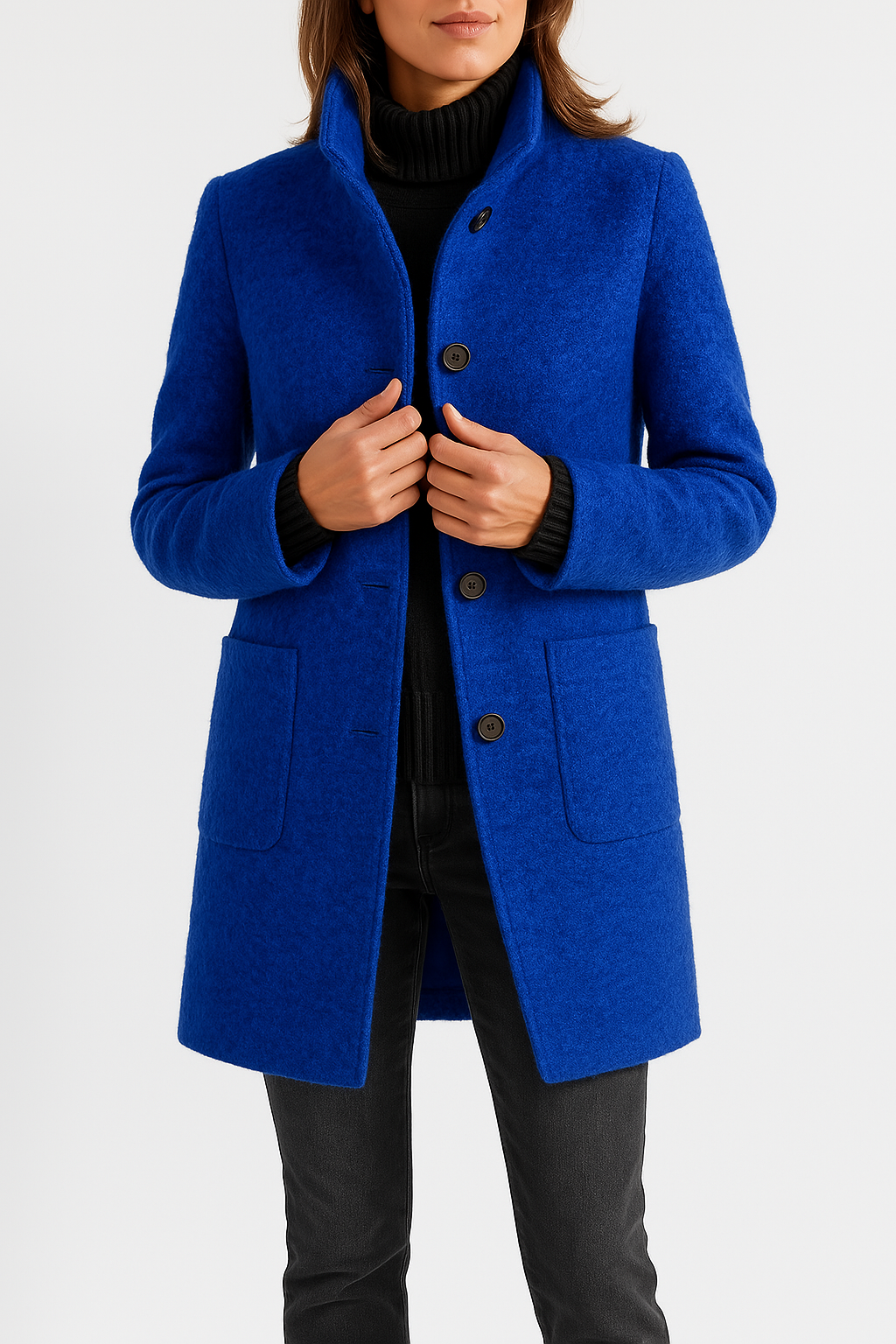 Jackets - elegant polyester coat for women with stylish collar 5