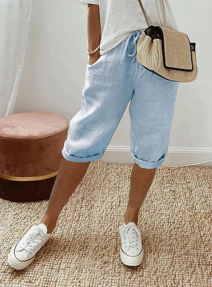 Sophie | Women's Linen Capri Trousers Loose Fit