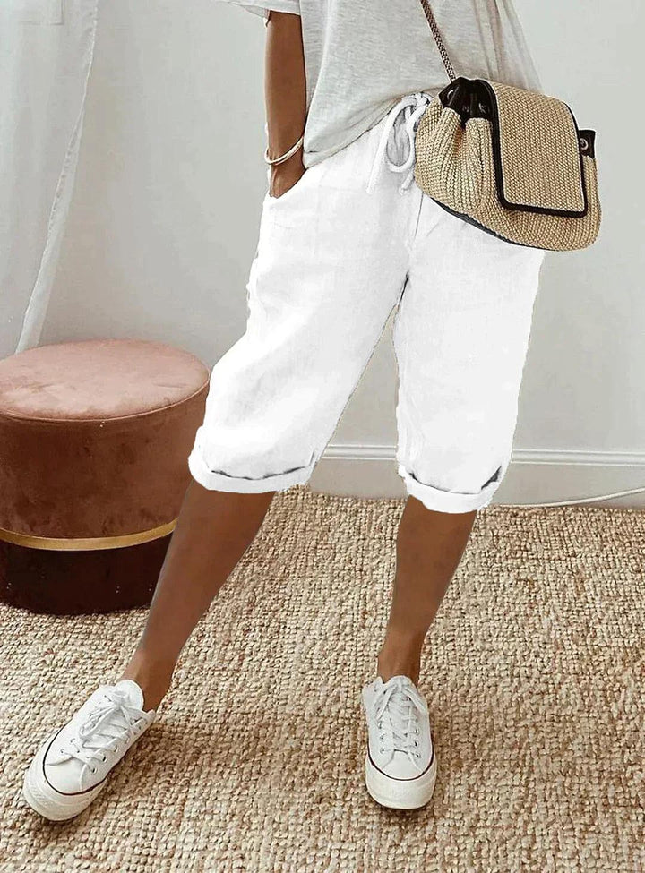 Sophie | Women's Linen Capri Trousers Loose Fit