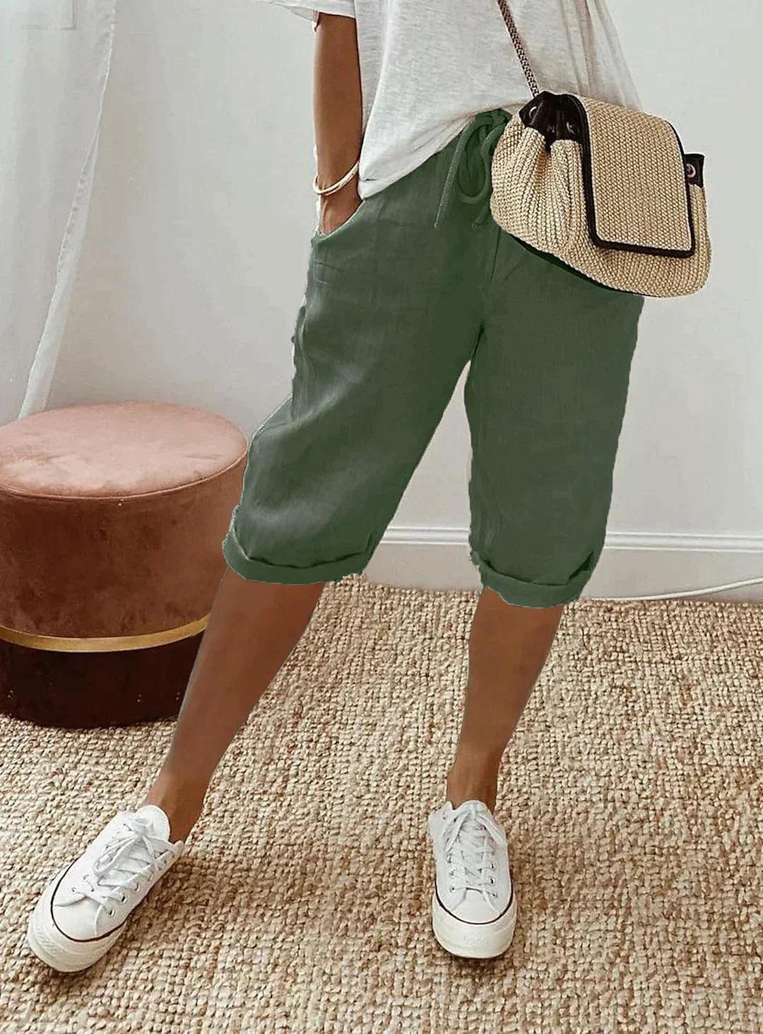 Sophie | Women's Linen Capri Trousers Loose Fit