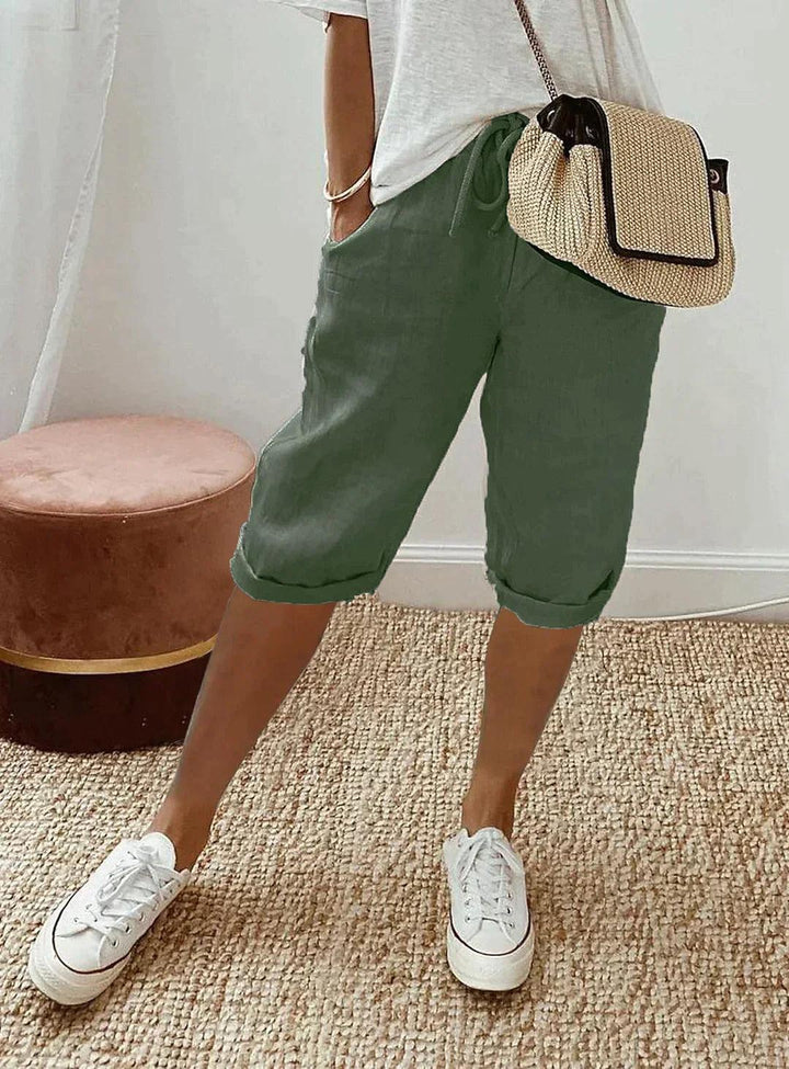Sophie | Women's Linen Capri Trousers Loose Fit