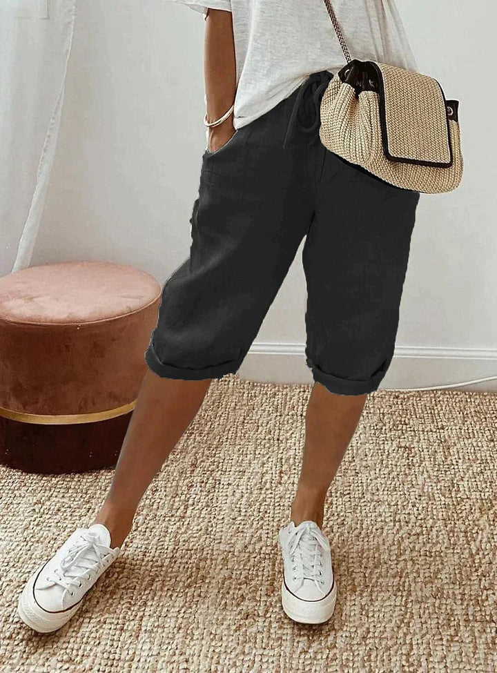Sophie | Women's Linen Capri Trousers Loose Fit