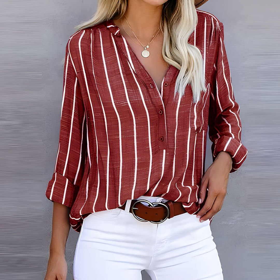 Women’s Striped Blouse | Tie-Front Design