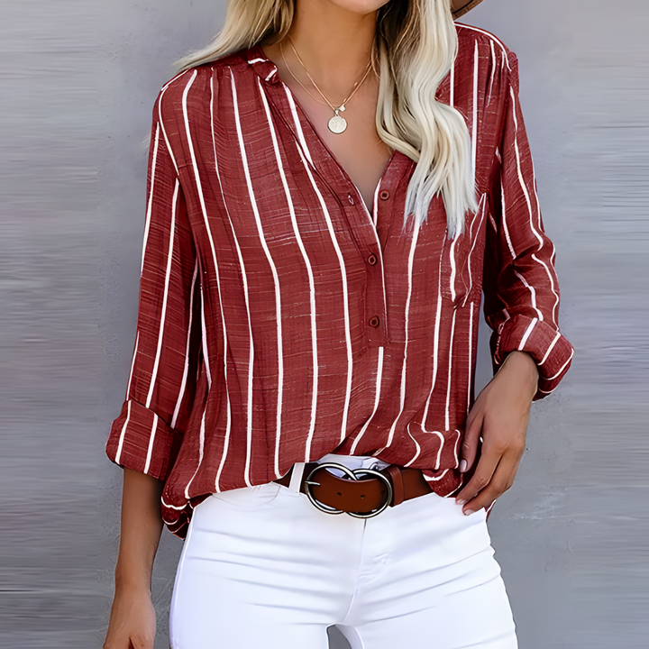 Women’s Striped Blouse | Tie-Front Design