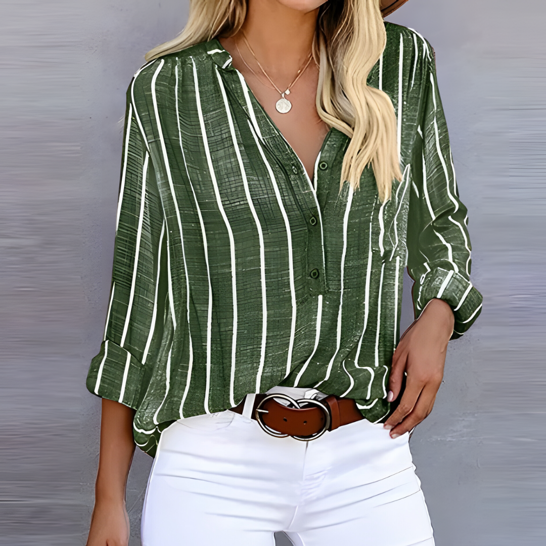 Women’s Striped Blouse | Tie-Front Design