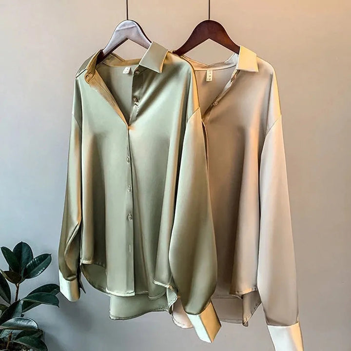 Jenny | Elegant loose satin blouse for ladies 1