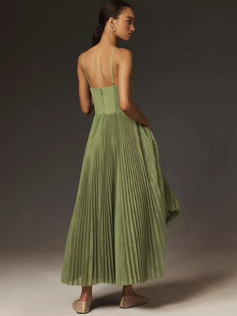 Women's Sculpted Pleated Maxi Dress